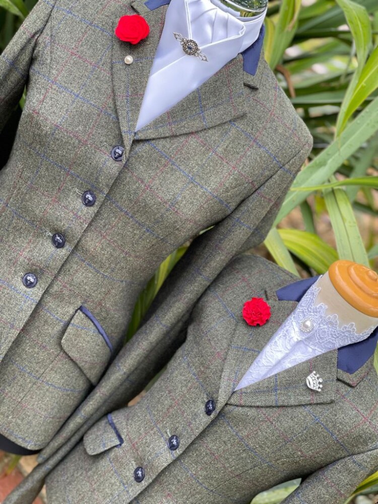 Childs Olive Tweed/Double Windowpane (Sizes 4 )