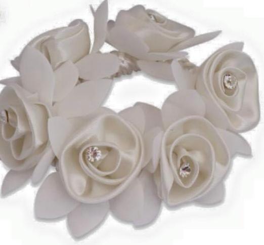 White Rose with Crystals Hair Scrunchie