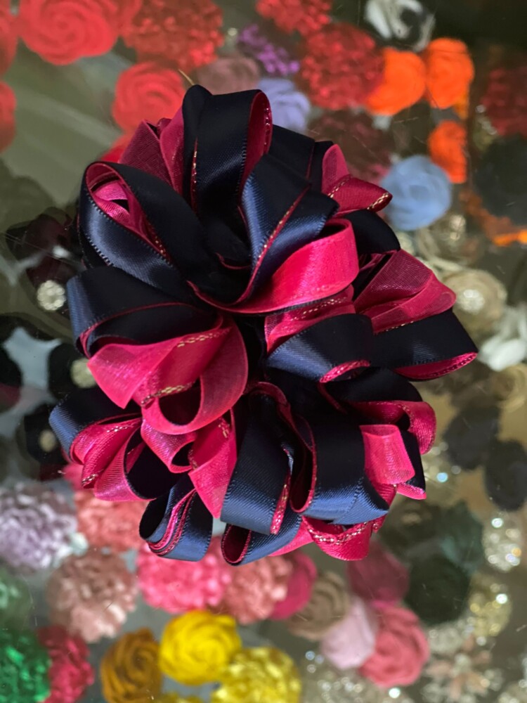 Navy / Hot Pink Scrunchie