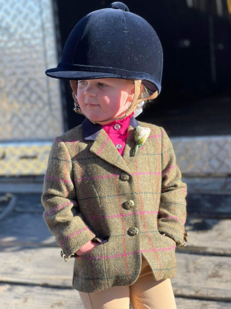 Childs Olive Tweed/Pink Overcheck (Size 8 )