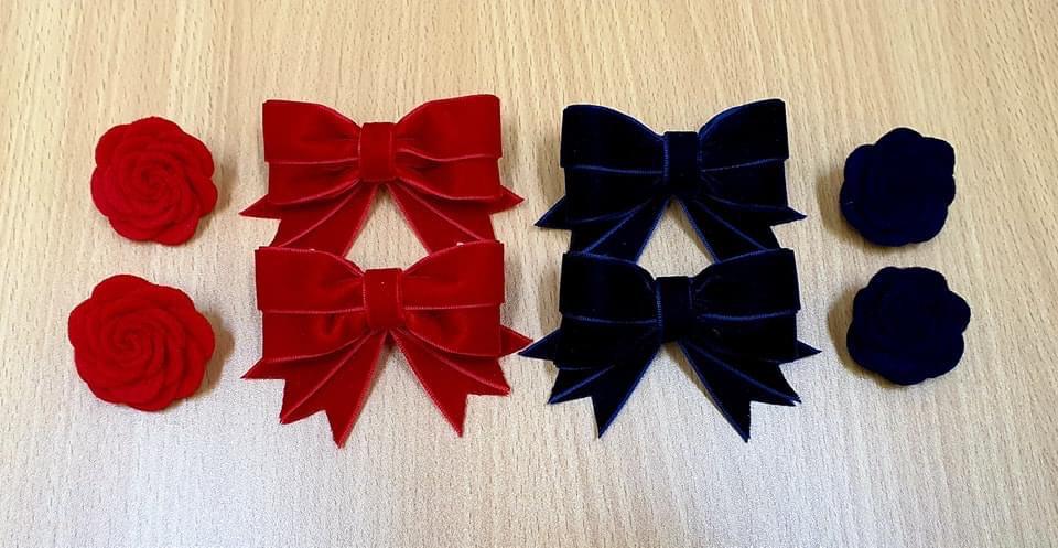 Navy / Red Deluxe Velvet Bows