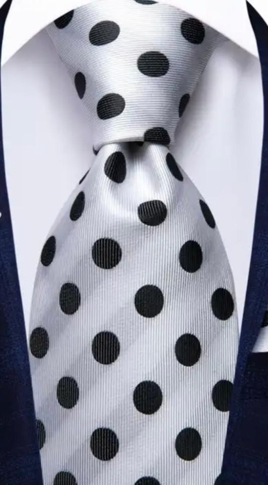 White / Black Polka Dot Tie