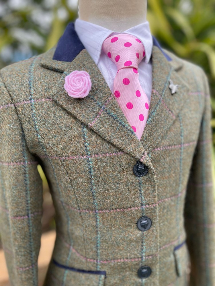Childs Green Tweed pink  / Aqua Overcheck
