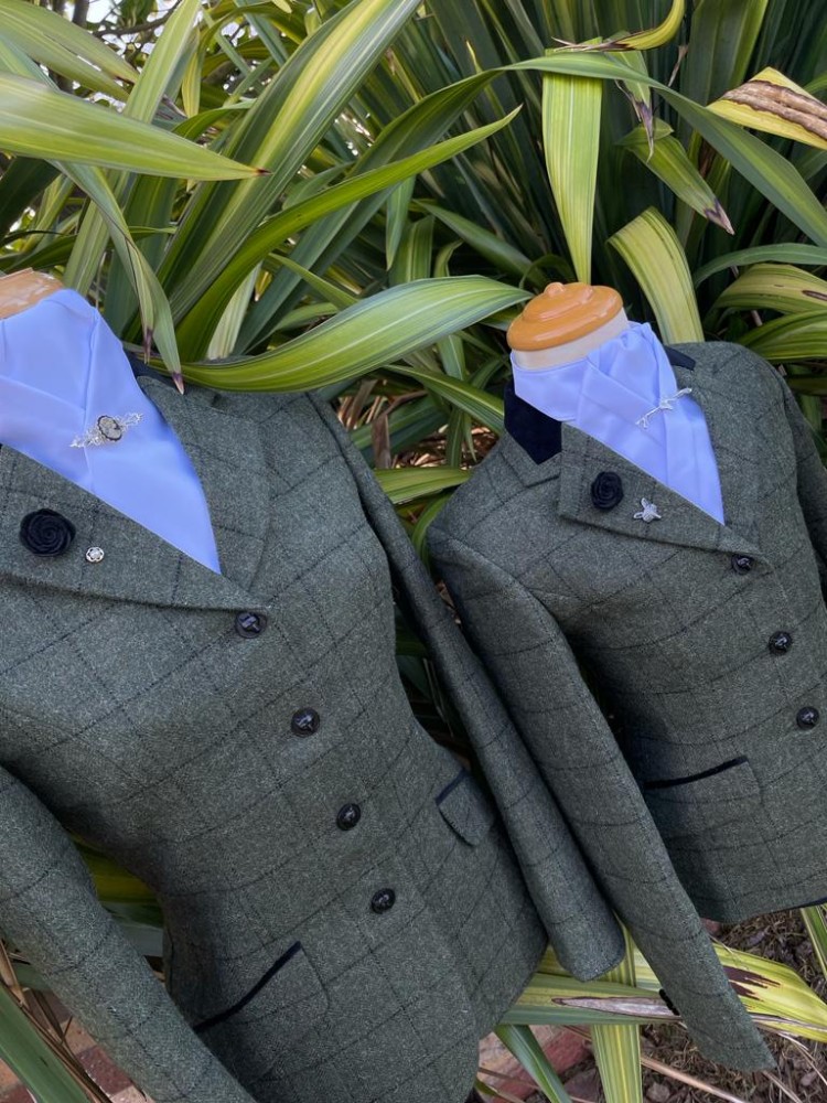 Childs Olive Green /Black Windowpane