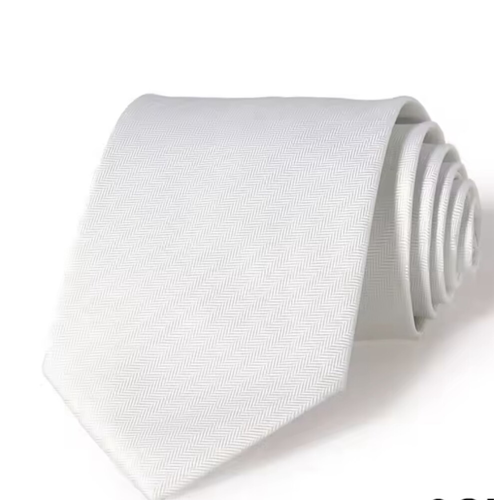 White Herringbone Tie