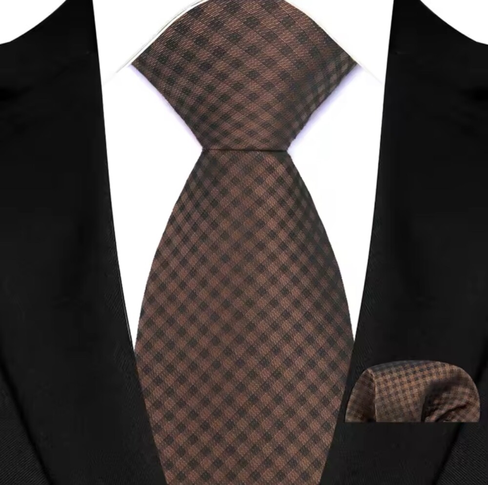 Brown Check Tie