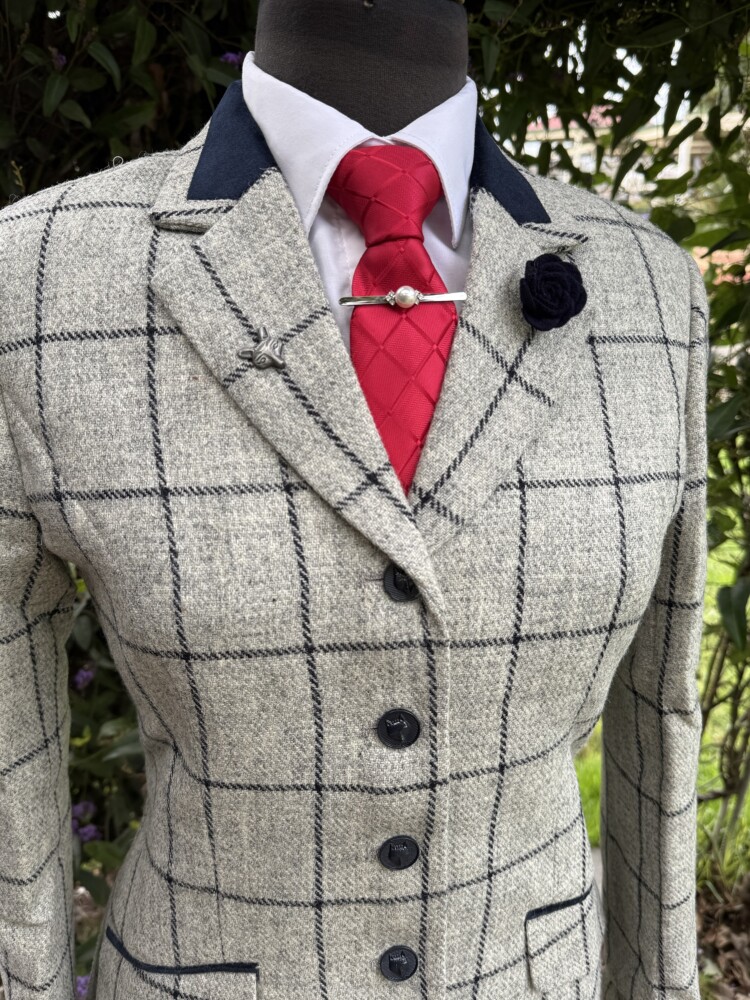 Grey Tweed with Navy Windowpane
