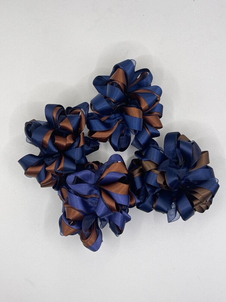 Navy & Brown Hair Scrunchies