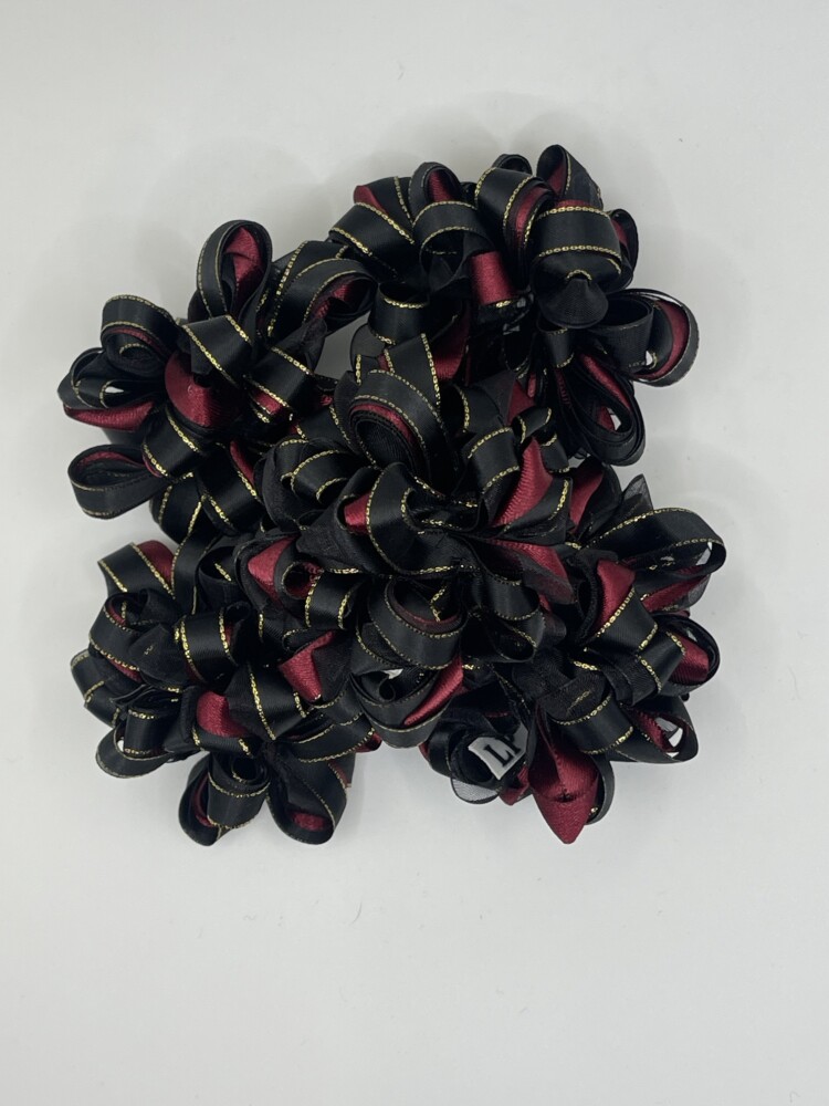 Black/ Burgundy / Gold Hair Scrunchie