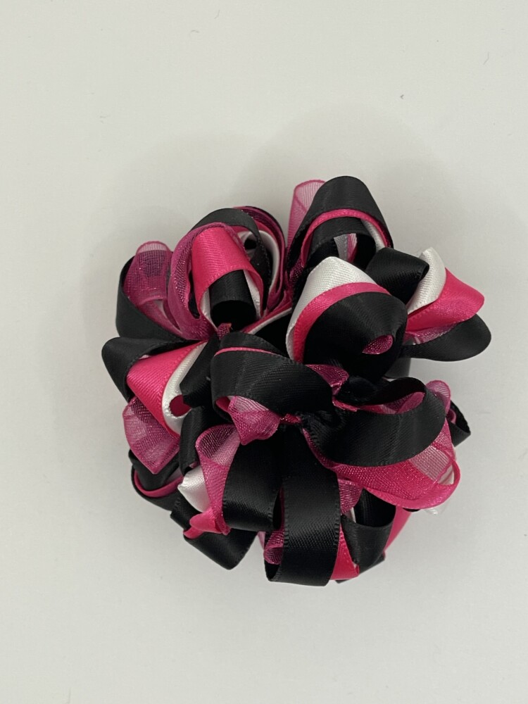 Hot Pink / Black / White Hair Scrunchie