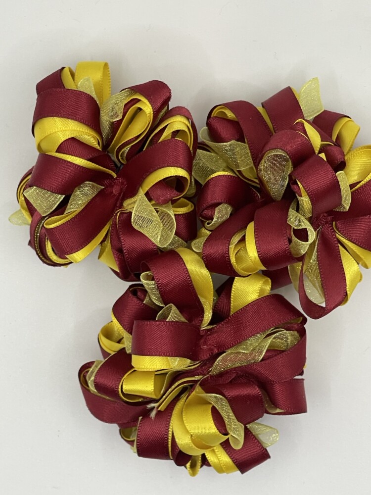 Yellow & Maroon Hair Scrunchie