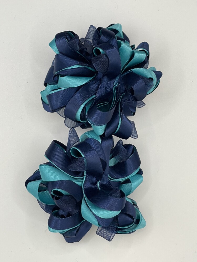 Navy & Aqua Hair Scrunchie