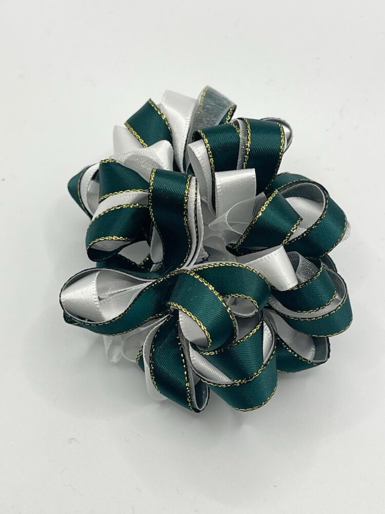 Green / White / Gold Hair Scrunchie