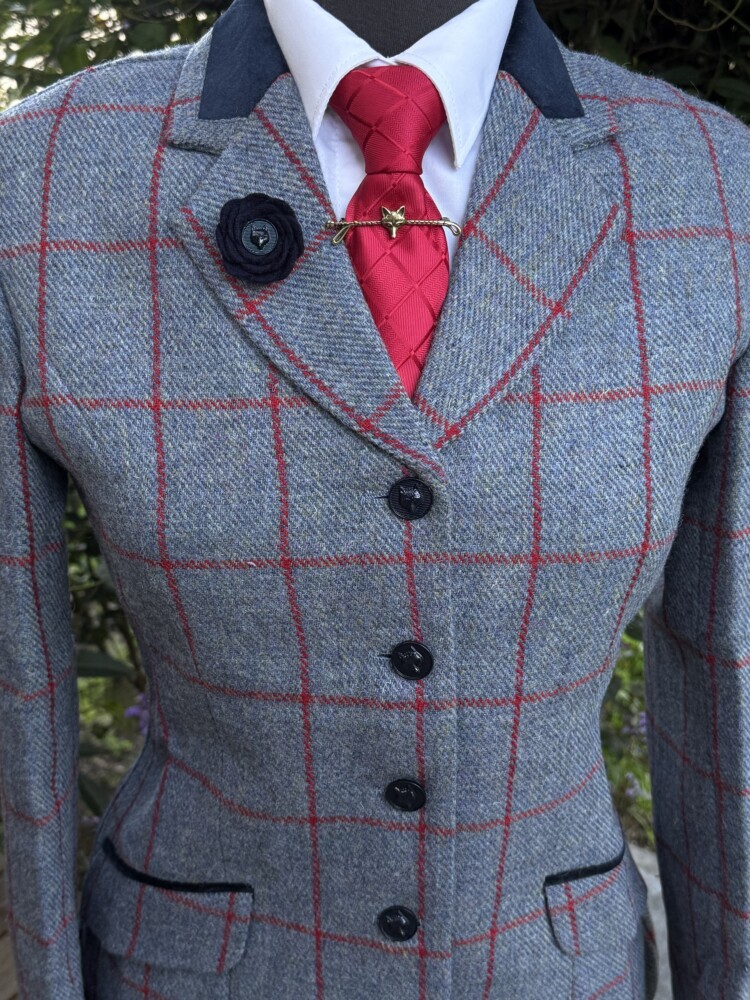 Slate Blue / Red Windowpane